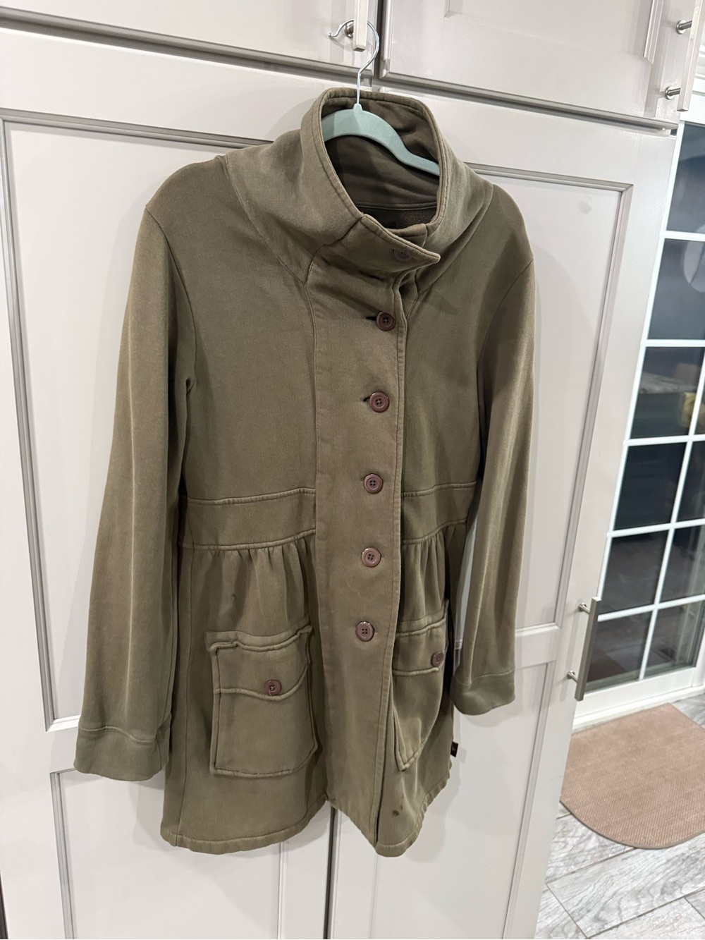 Prana Olive Green Button-Front Coat woman’s size M